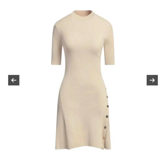 Maje Rosea ribbed knit mini dress, Size L , Beige O44 - Picture 1 of 9